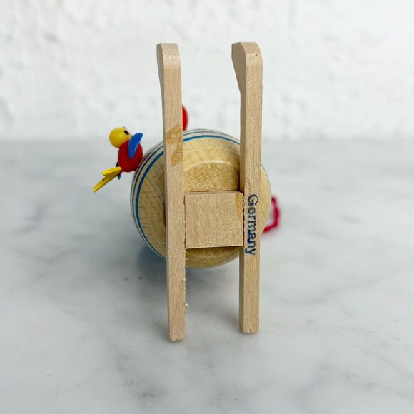 Vintage Steinbach Wooden Christmas Ornament Snowman on Skis Bird-Broom-Clover - Picture 7 of 7